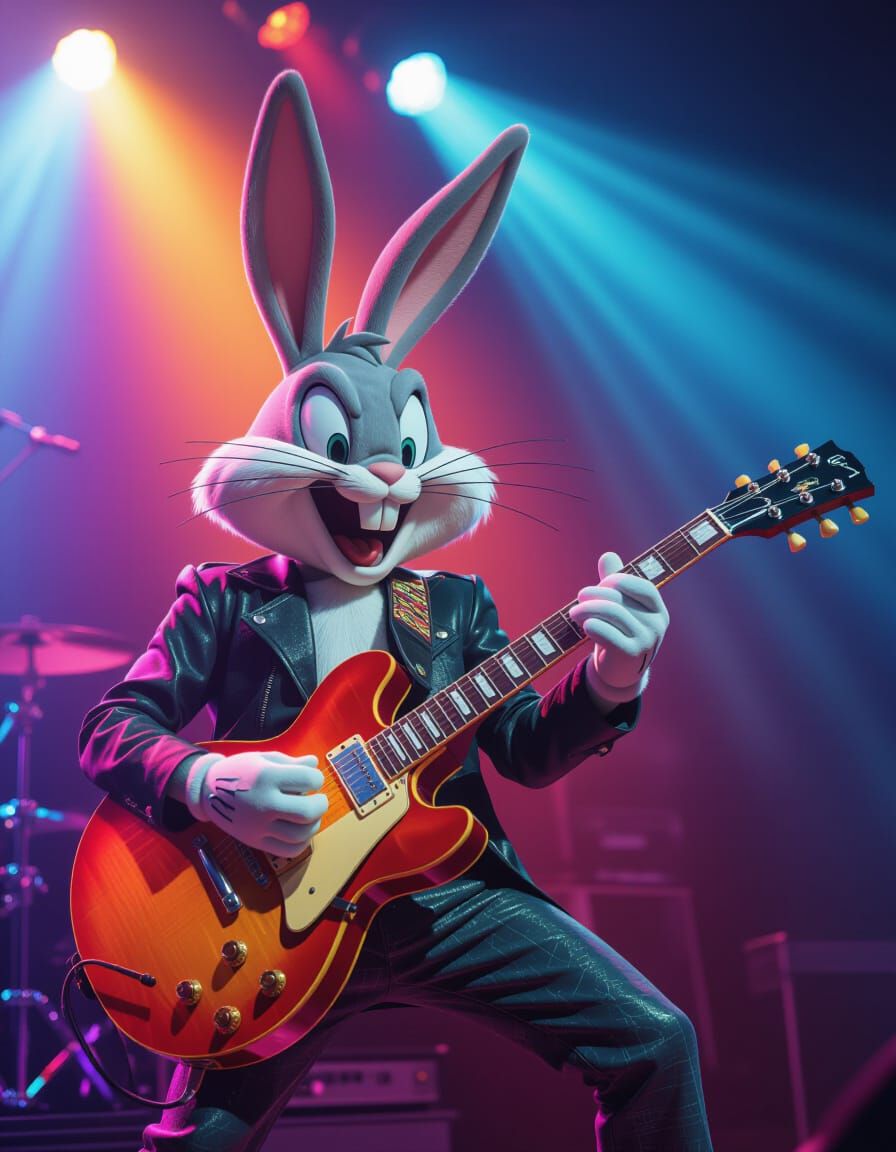 Bugs Bunny Rock Star Shreds Guitar on Stage