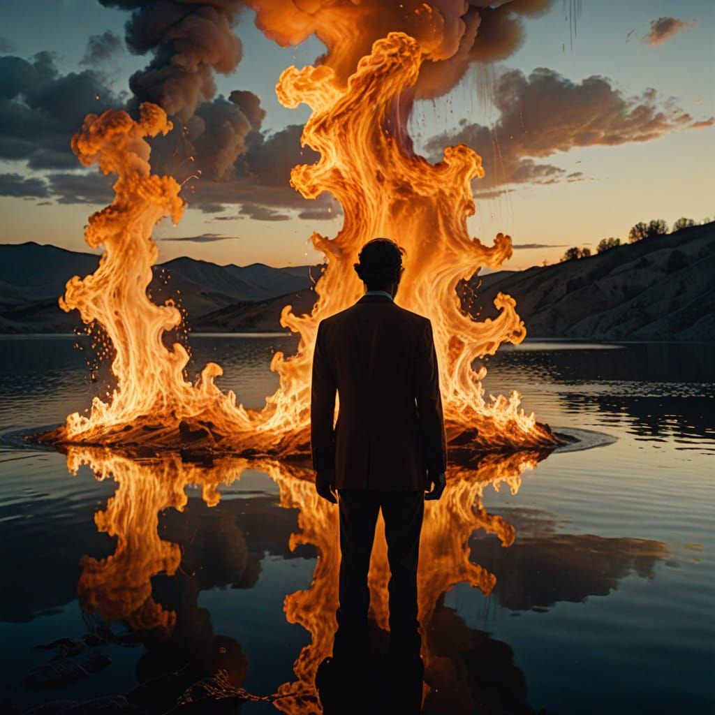 Lake of fire double exposure