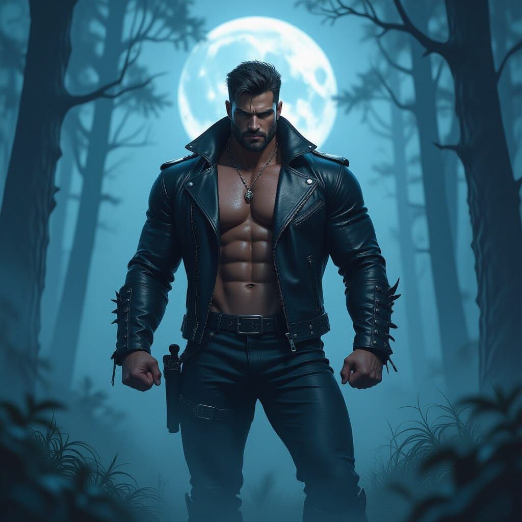 Heroic Shifter in Misty Forest, Dark Fantasy Digital Art