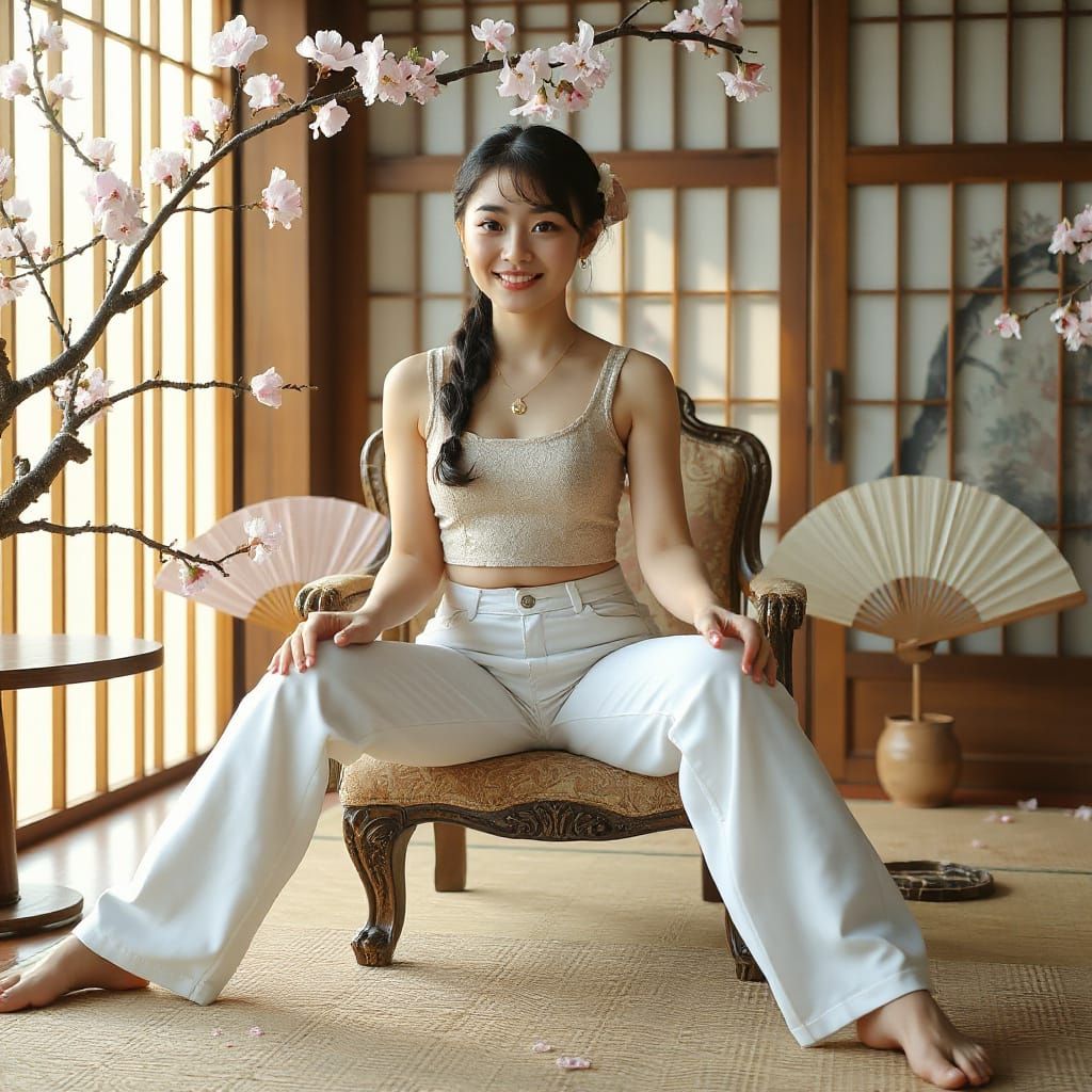 Cute Japanese Woman in Traditional Setting