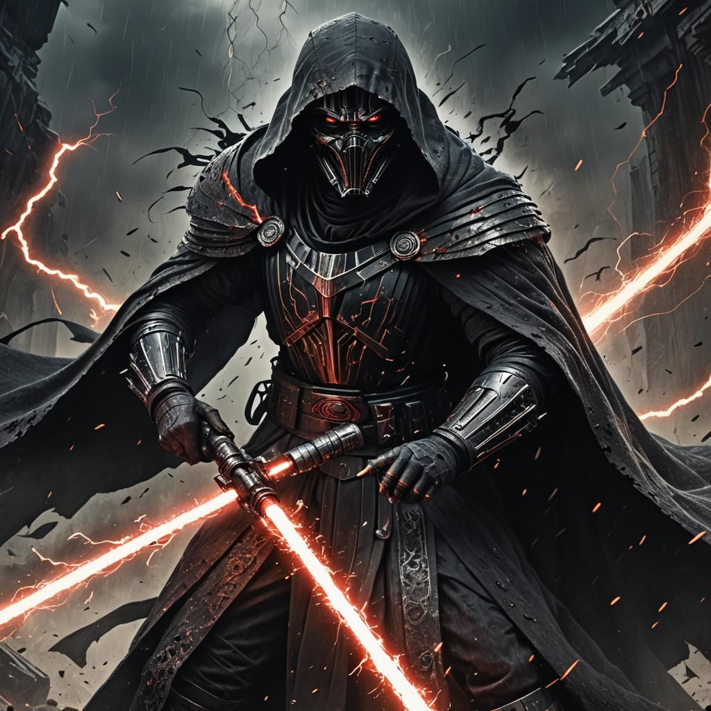 Menacing Sith Lord Portrait in Dark Fantasy Style