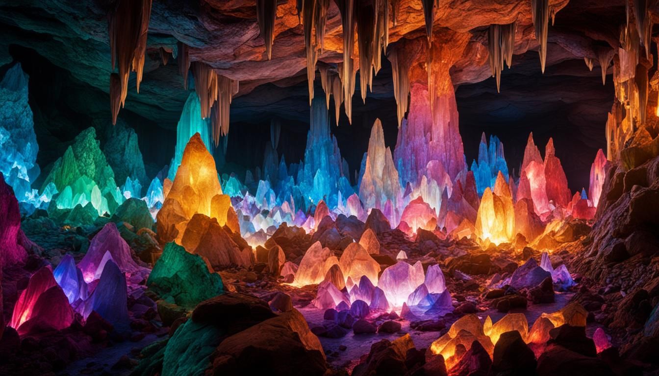 Iridescent Crystals in a Giant Cavern