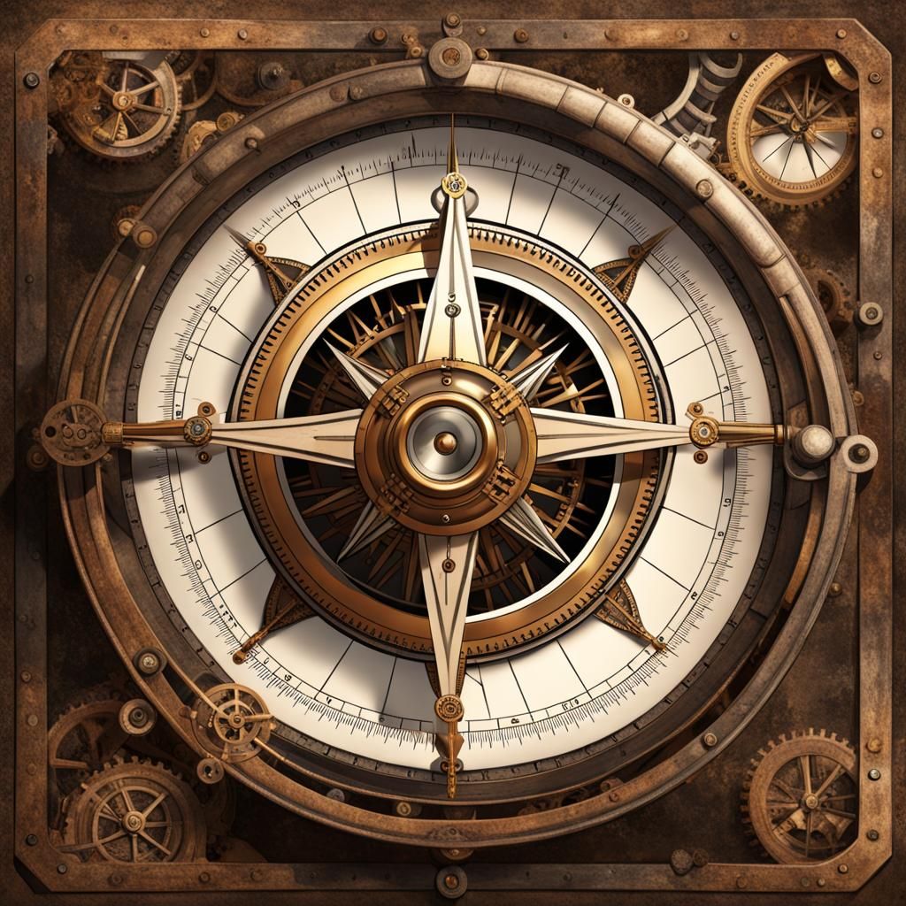 Steampunk Engine Antique Compass