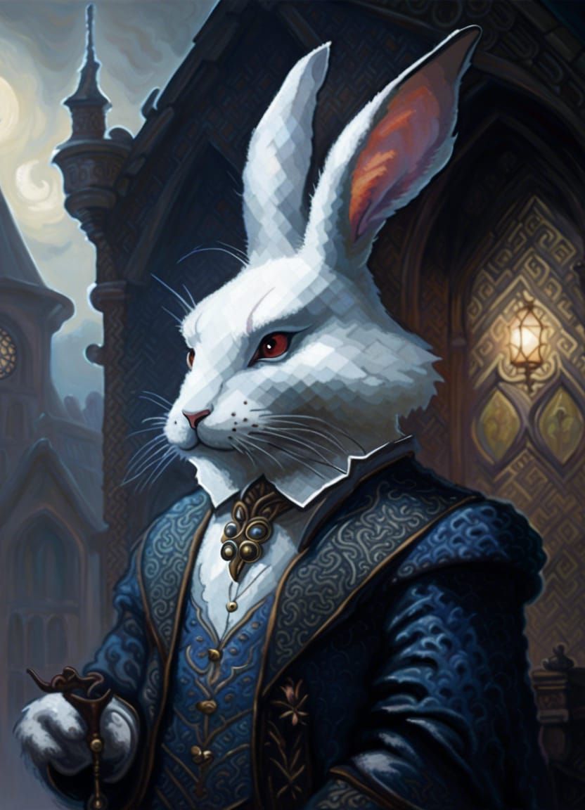 Renaissance Rabbit in Dark Academia Fantasy