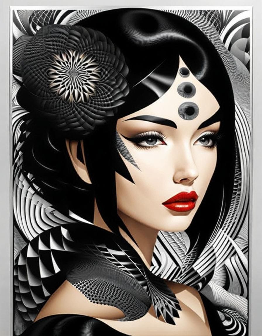 High Contrast Optical Illusion in Street Art Style