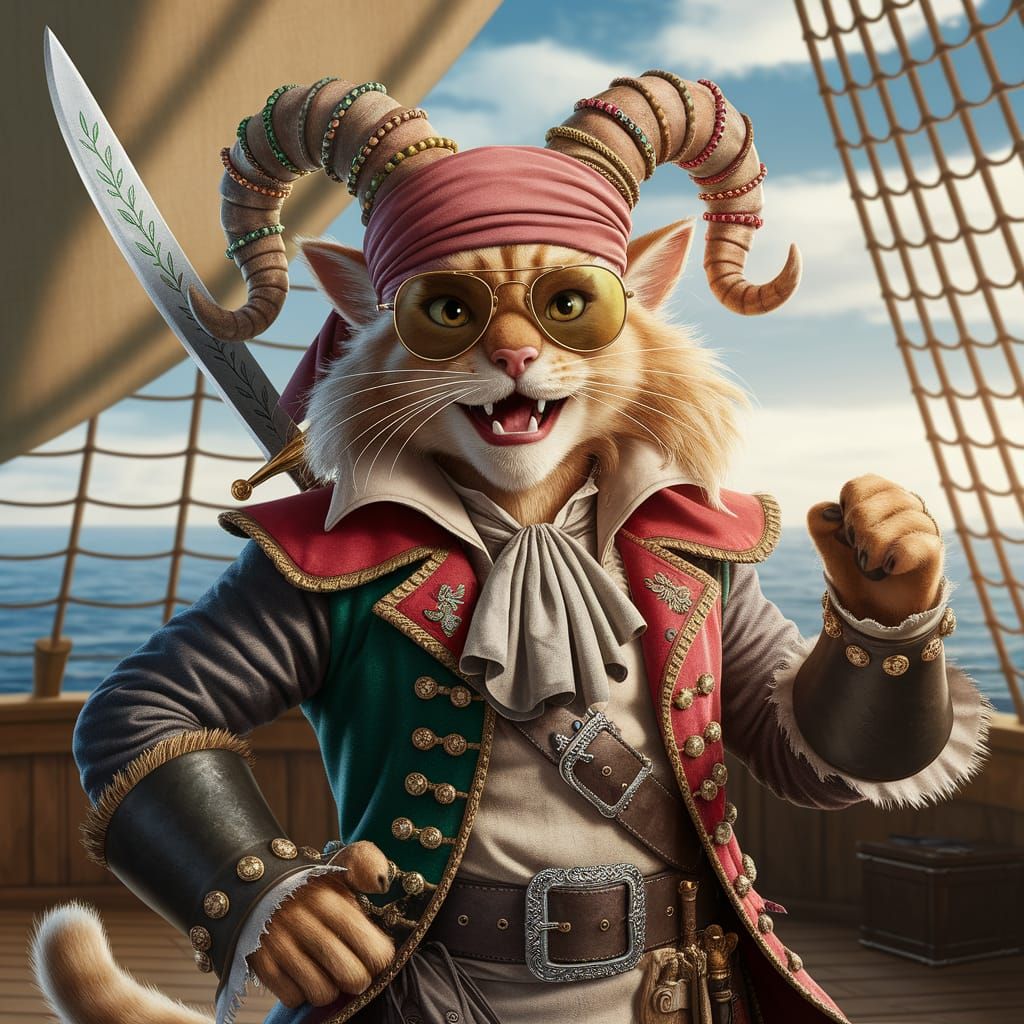 Satyr Pirate with Saber on Feywild Ship Deck