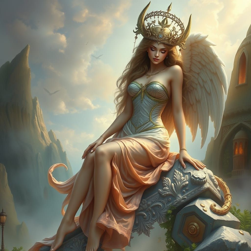 Gothic Greek Goddess Nyx in Ethereal Fantasy