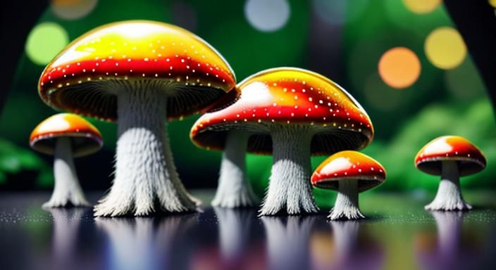 Alien Planet: Amber Mushrooms and Rainbow Crystal