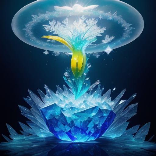 Surreal Banana Being Dances on Snowflakes