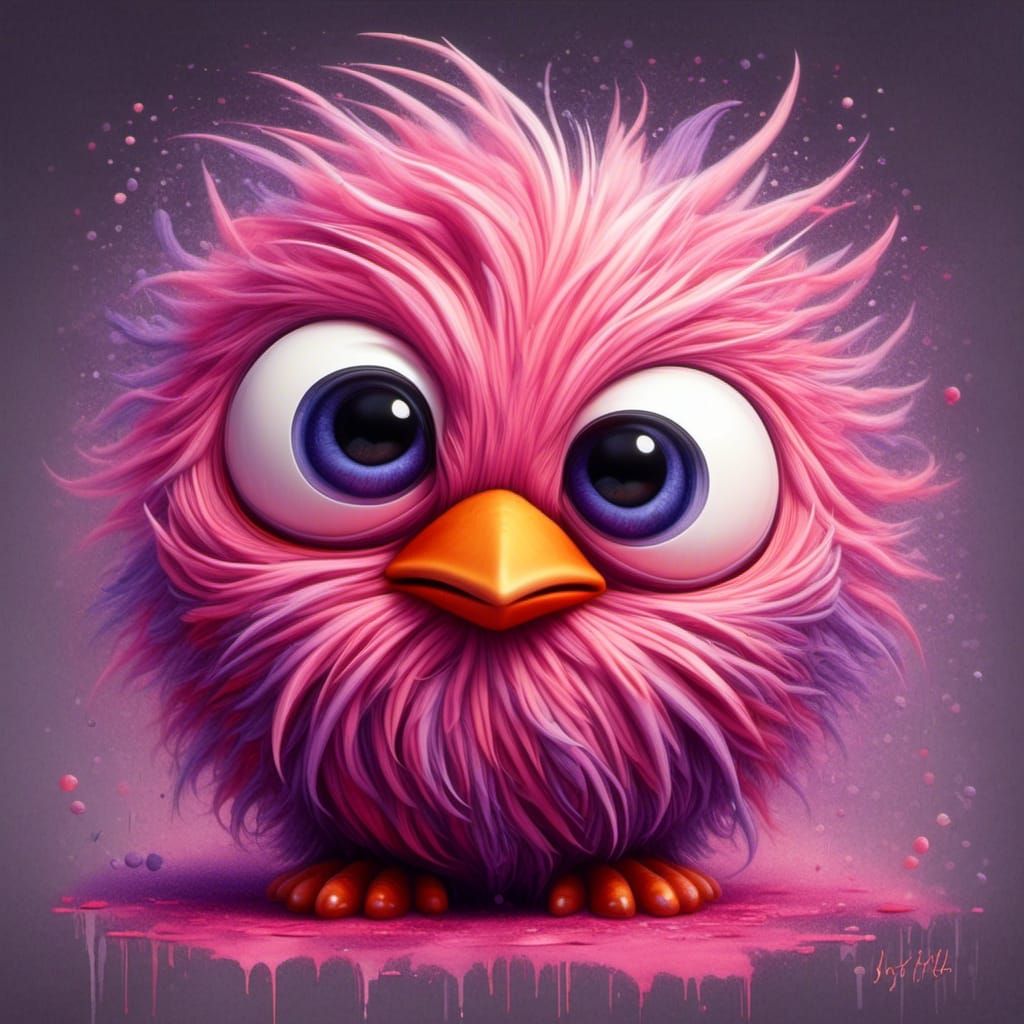 Colorful Grumpy Bird in Watercolor Style