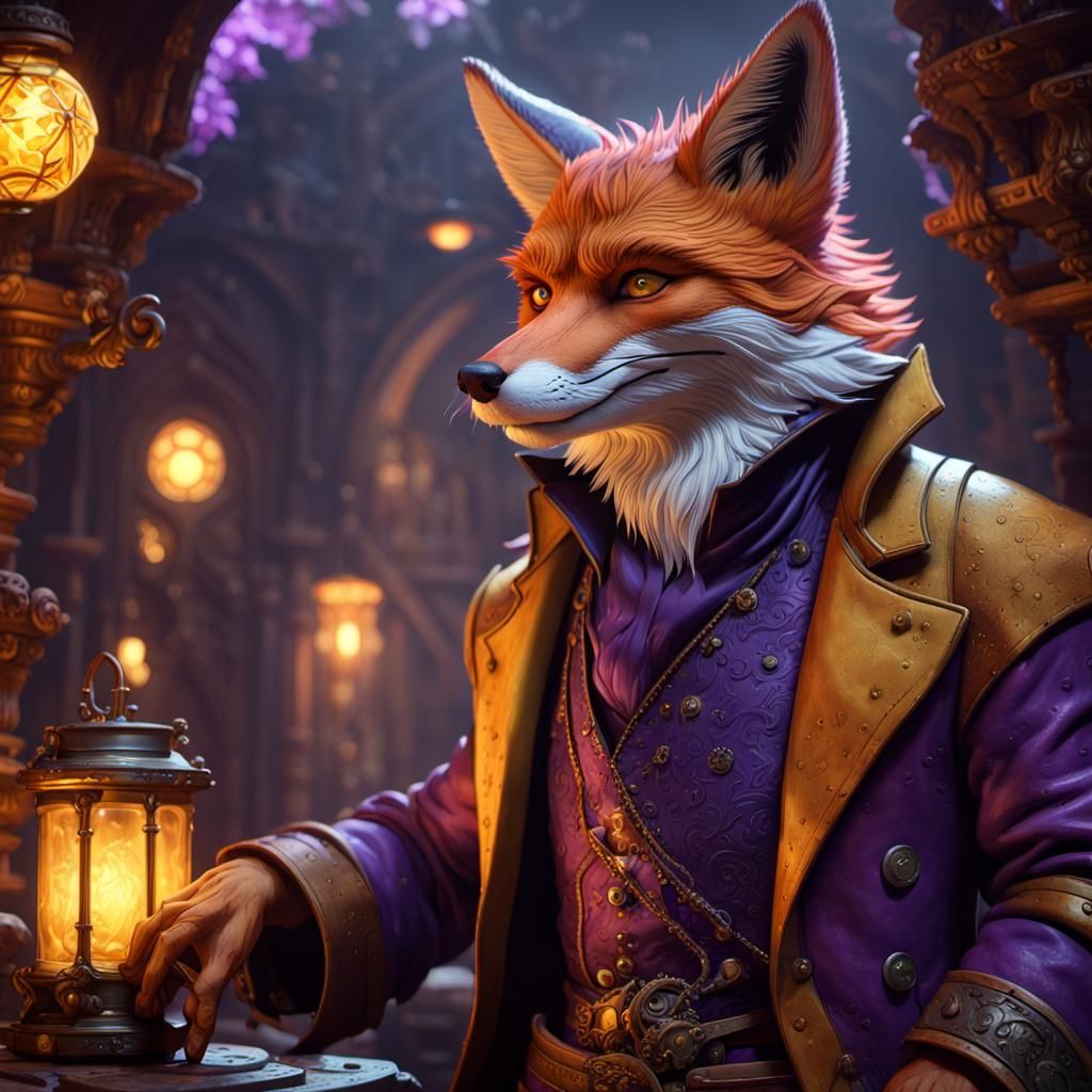 Fox Character Concept Art in Dark Fantasy Style