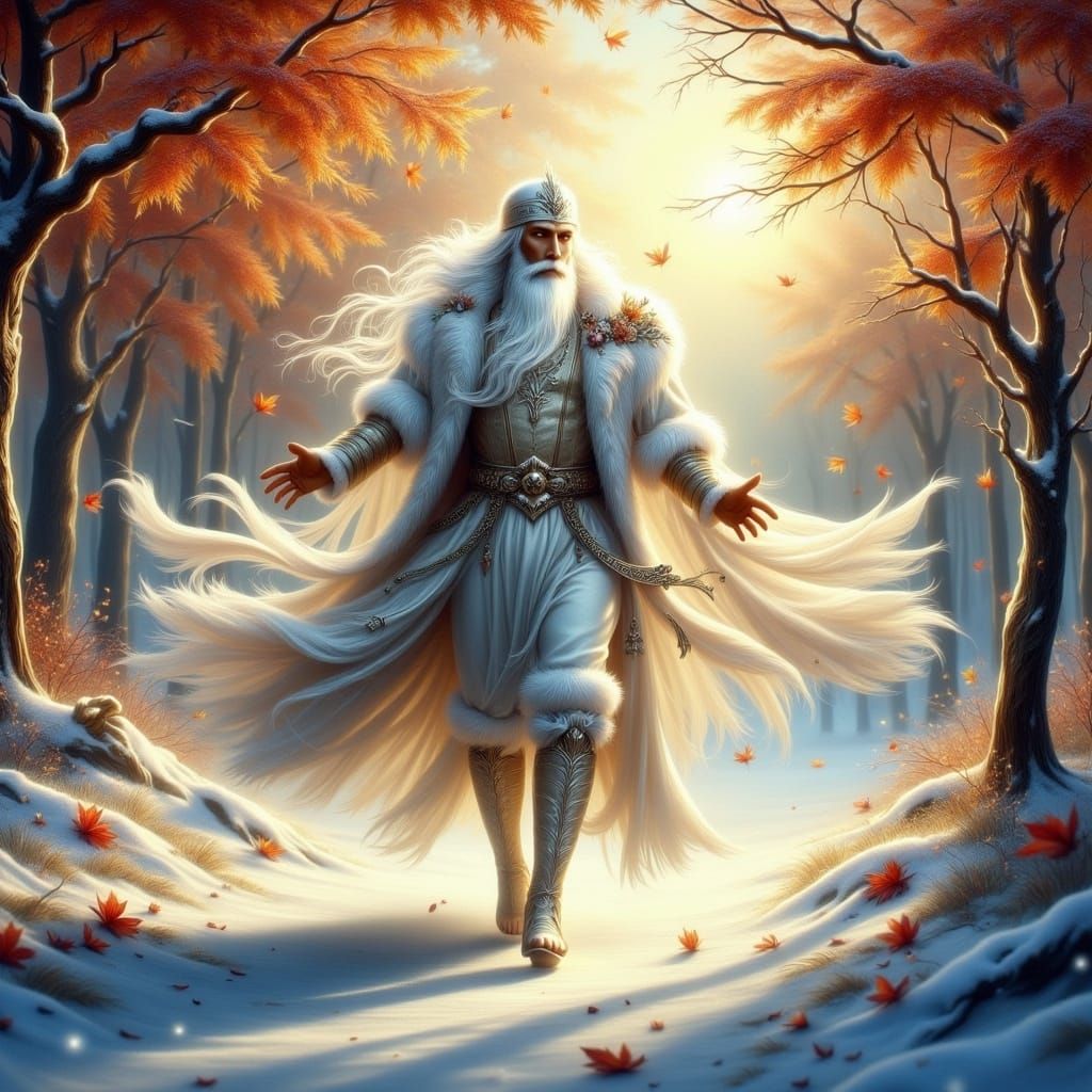 Winter's Arrival in Autumnal Landscape