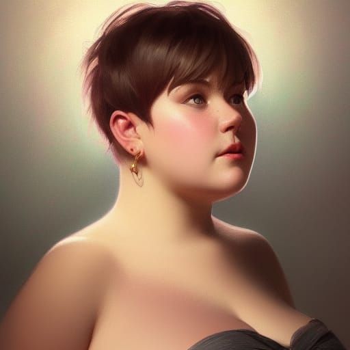 Chubby Woman Portrait in Hyperdetailed Digital Art
