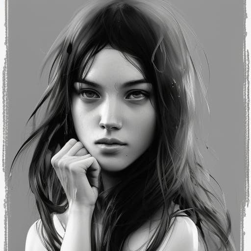 Monochrome Portrait in Hyperdetailed Style