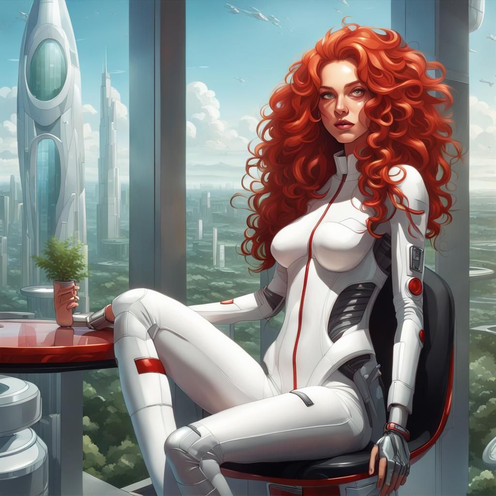 Futuristic Woman in Spacesuit, Hyperdetailed Portrait