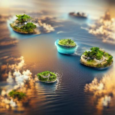 Fantastic 3D Floating Islands in 8K