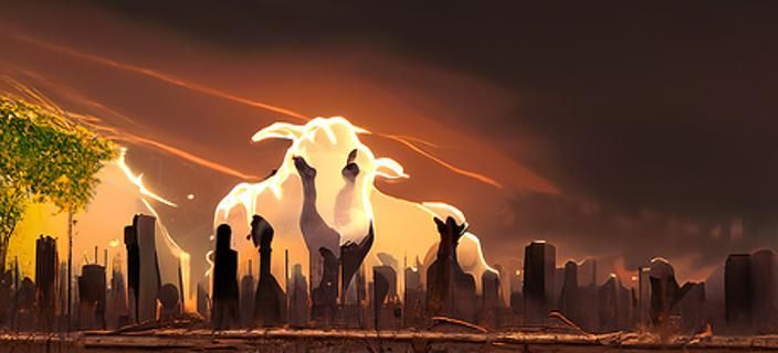Goat Armageddon: A Volumetric Matte Painting