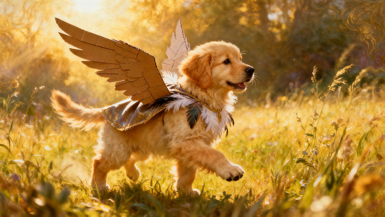 Puppy Pretends To Be Griffin in Pre-Raphaelite Style