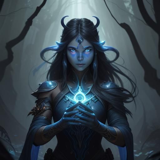 Na'vi Girl Battles in Bioluminescent Forest