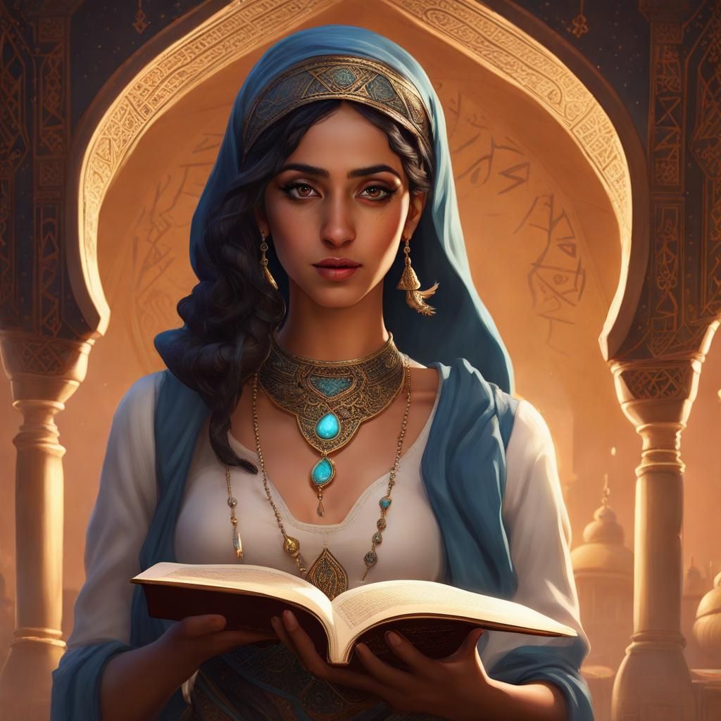 Scheherazade Reading a Magical Book