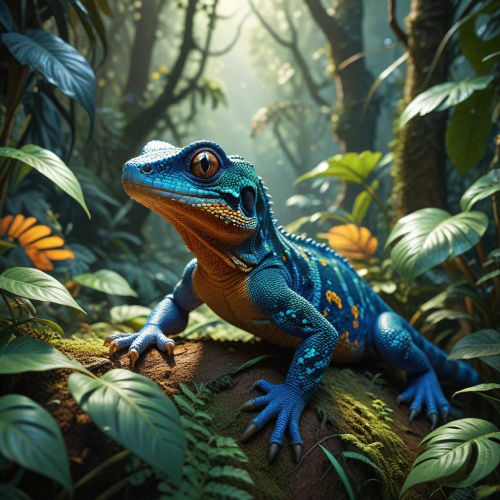 Realistic Geiko in Tropical Jungle Landscape