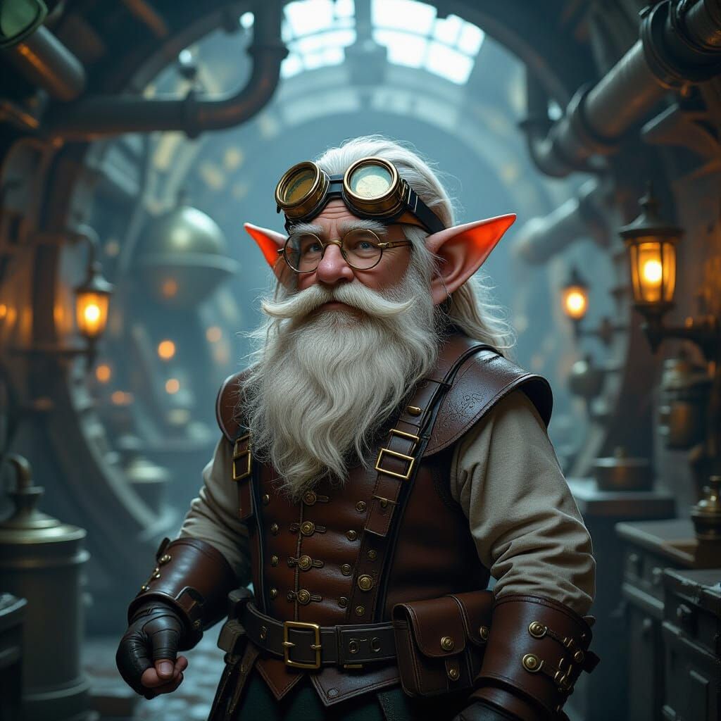 Hobbit in Industrial Mystical Landscape, Gritty Digital Art