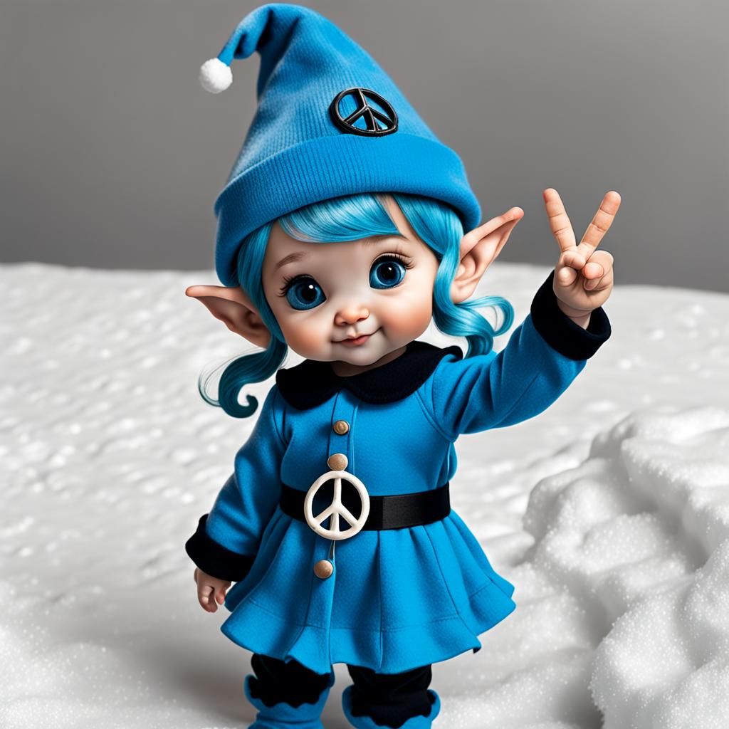 Baby Elf Peace Sign in Digital Art