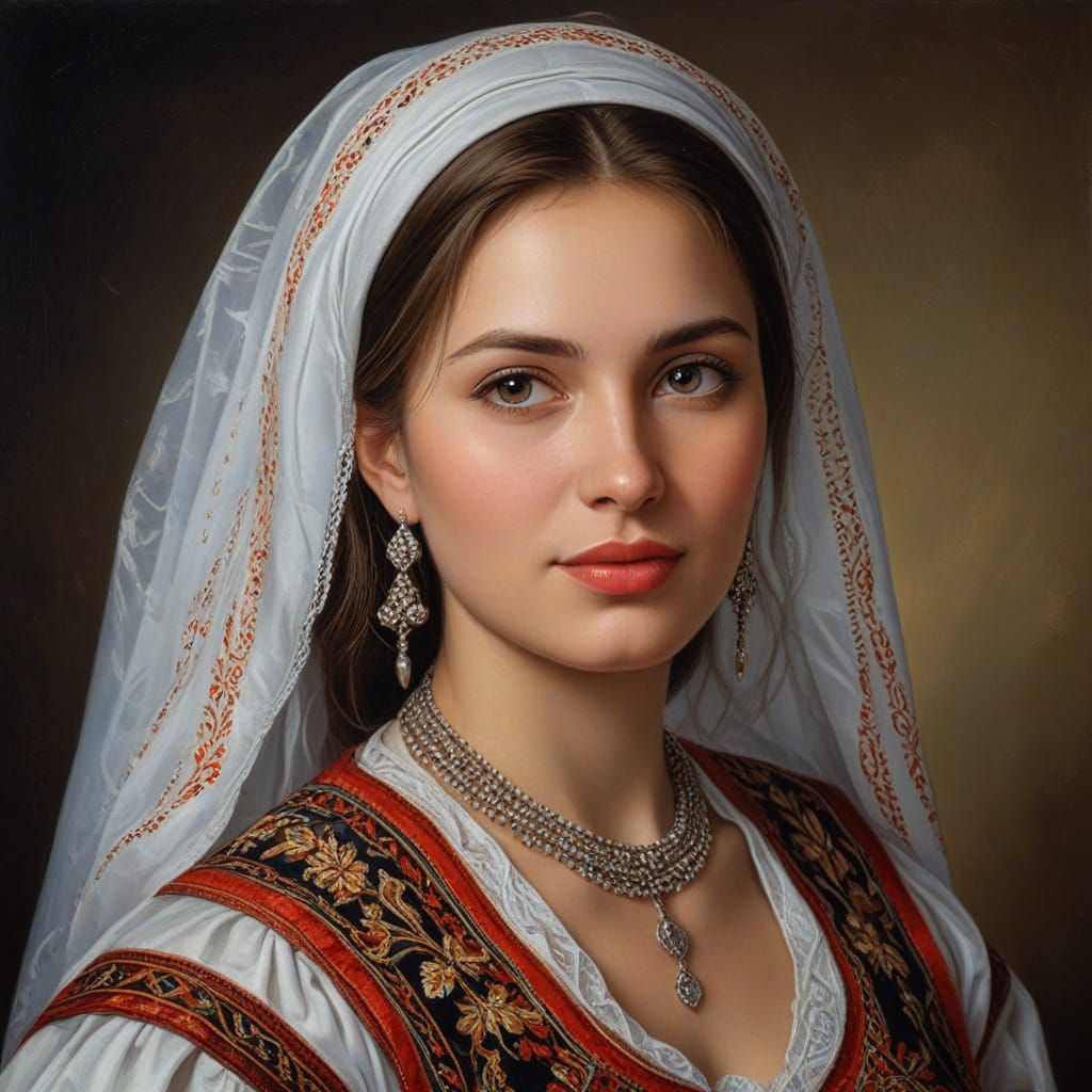 Moldovan Gagauz Woman in Traditional Garb