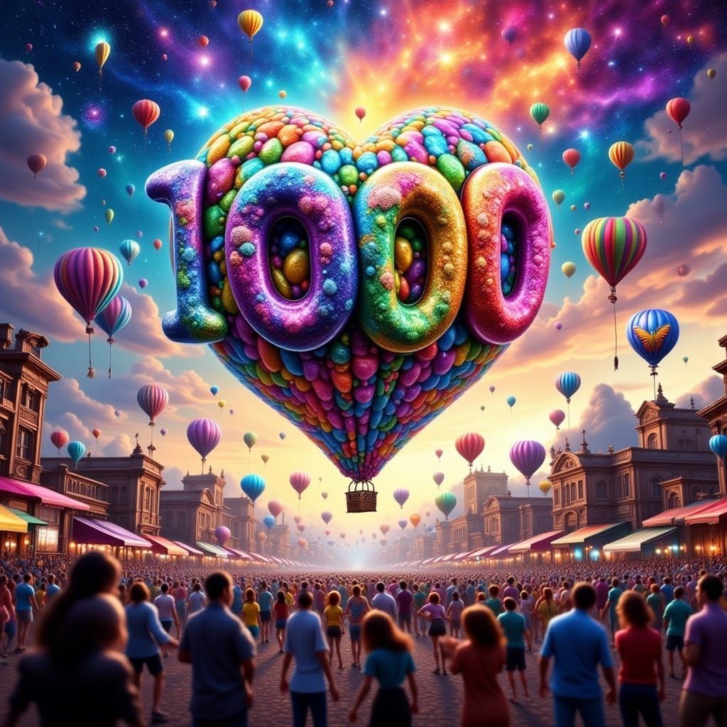 Vibrant Festival Crowd Watches Shimmering Balloons