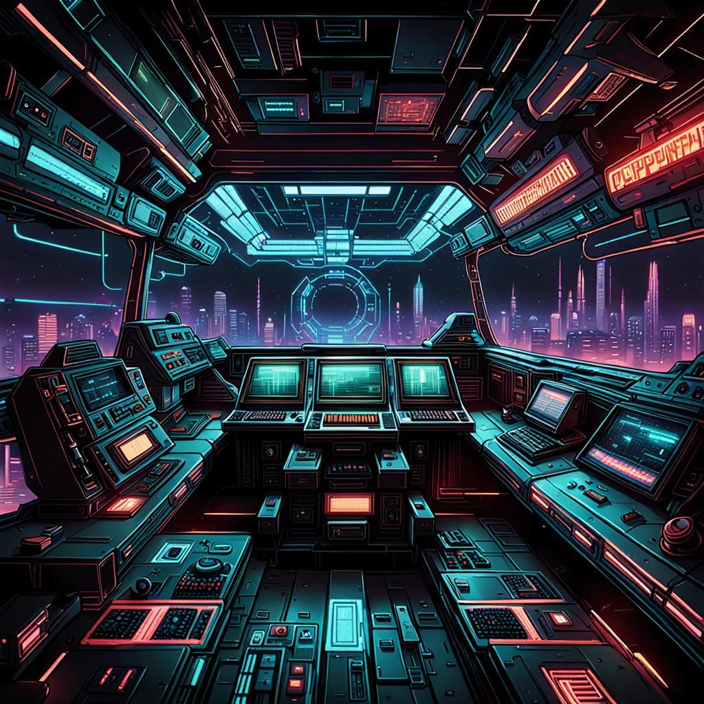 Retro Cyberpunk Pixelated Anthropomorphic Neon Technology