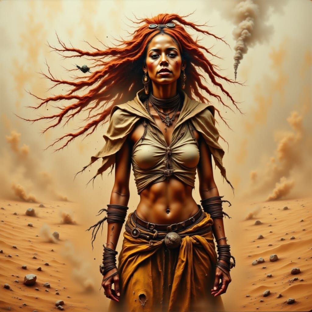 Desert Fae Witch in Hyperrealistic Style