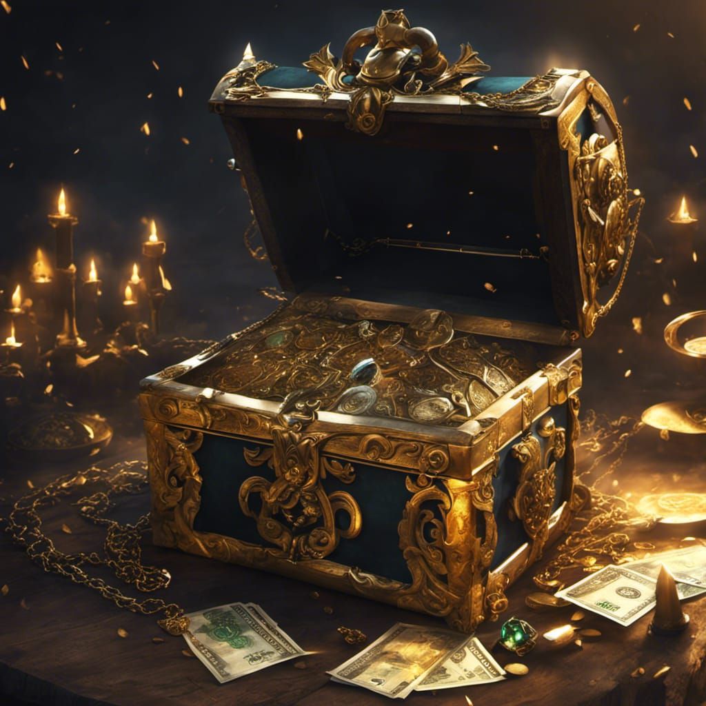 Fantasy Treasure Chest with Glowing Dagger