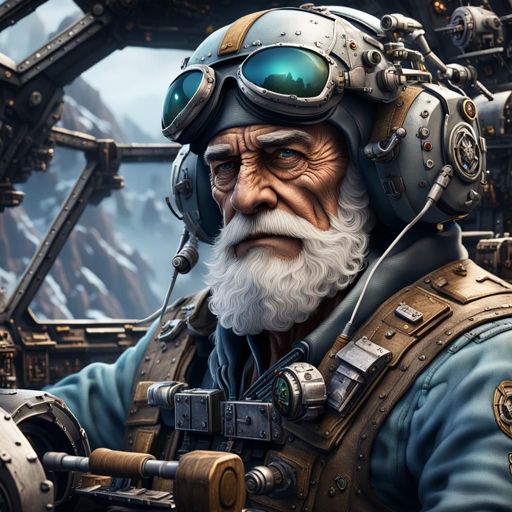 Mech Pilot Veteran in Cockpit: Fantasy Concept Art