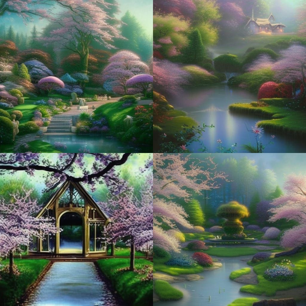 Magical ethereal Garden greenhouse with Cherry blossom trees...