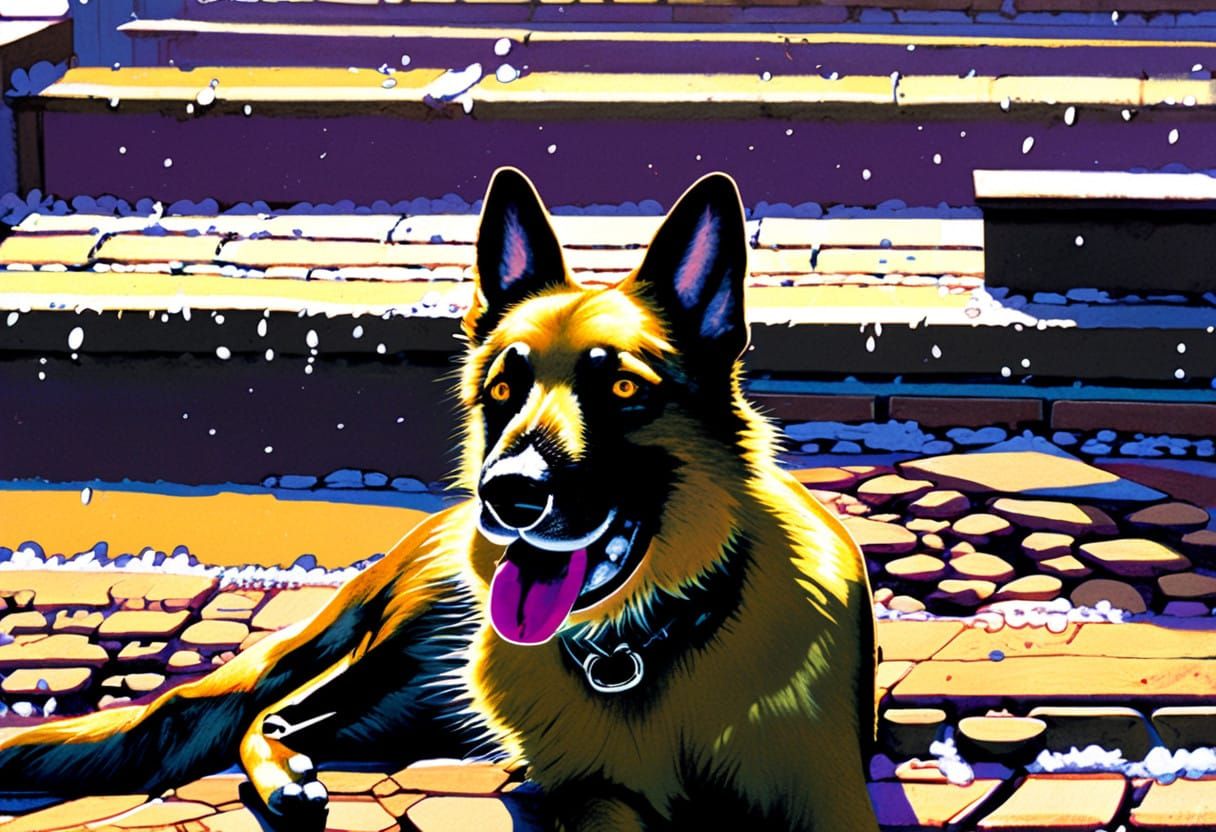 Comical Dog in Vibrant Hyperrealistic Style