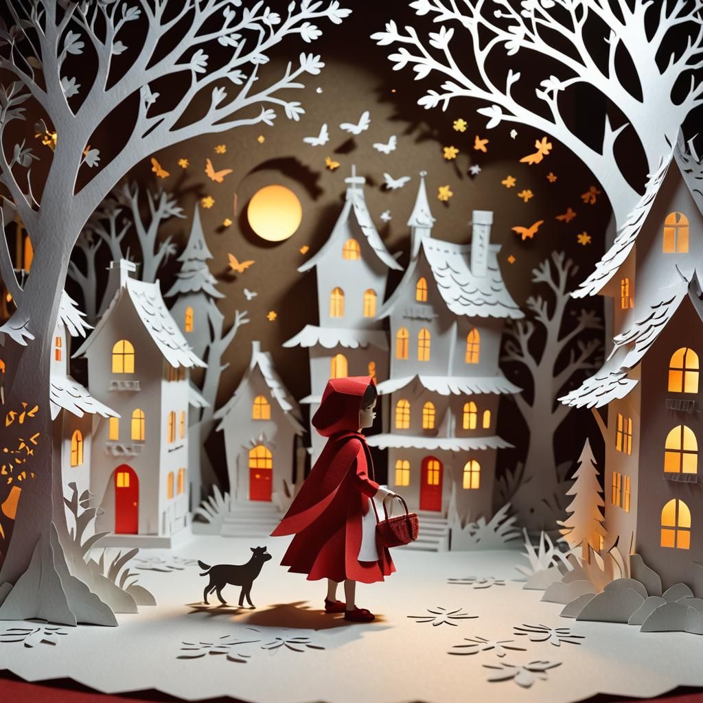 Kirigami Little Red Riding Hood Art