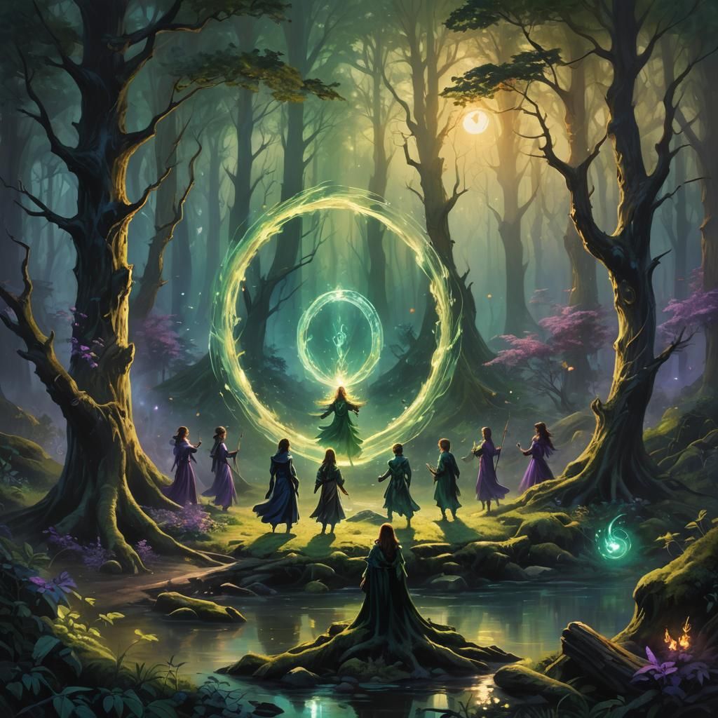 Mystical Forest Fey Dance: Fantasy Concept Art