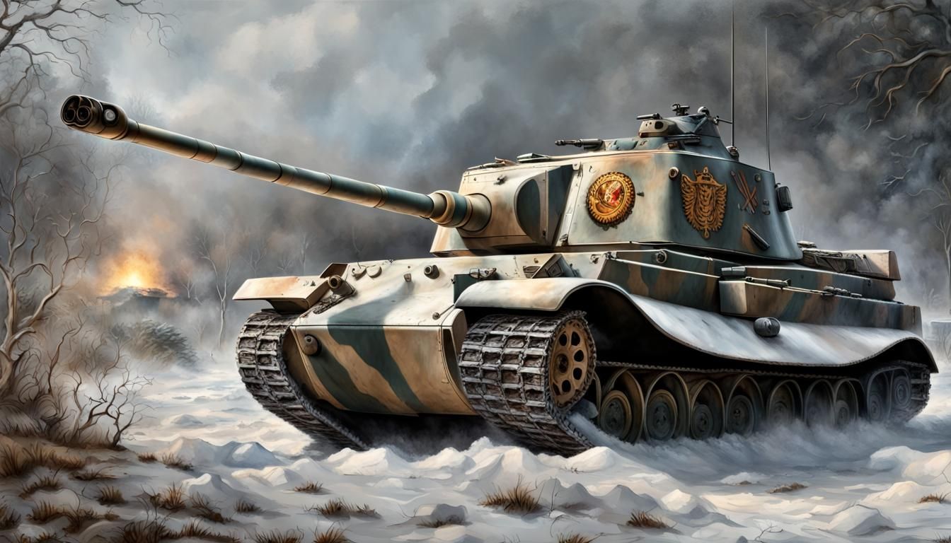 Tiger II Tank in Military Art Style