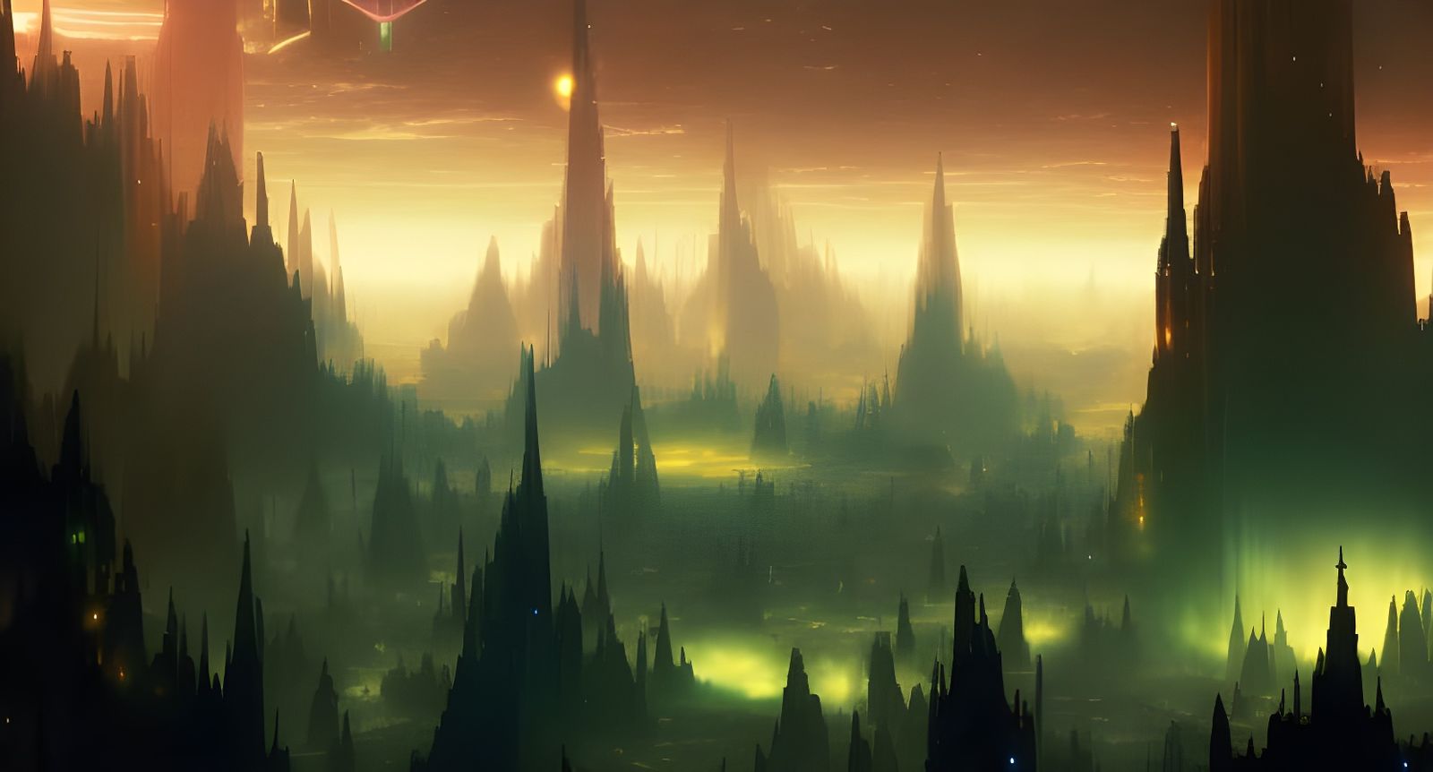 Cosmic Geometric City in Heaven: Digital Illustration