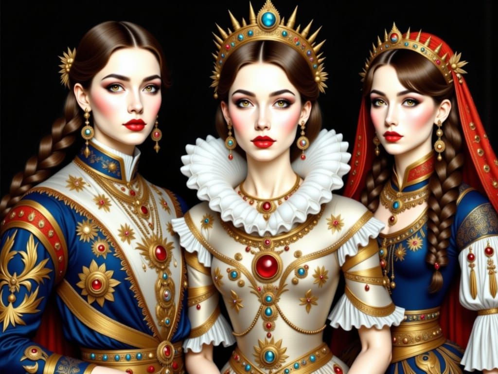 Russian Imperial Figures: Peter I, Catherine I, and Eudoxia