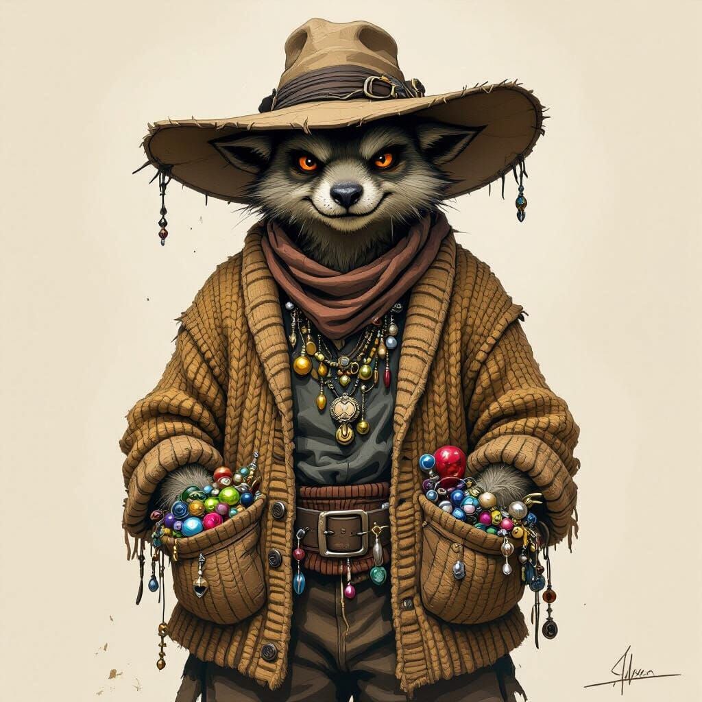 Gnoll Merchant Concept Art in Stalenhag Style