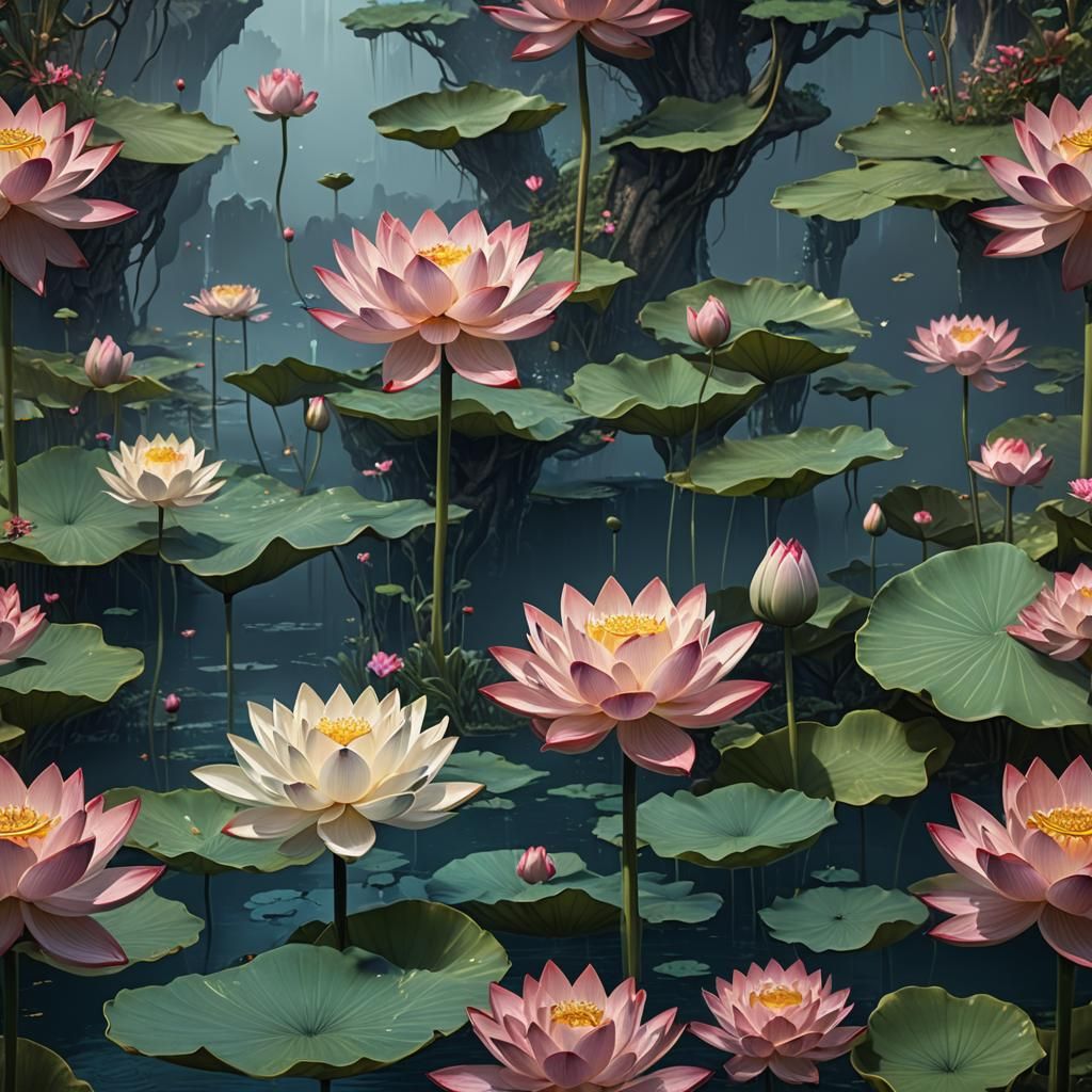 Detailed Lotus Fantasy Concept Art
