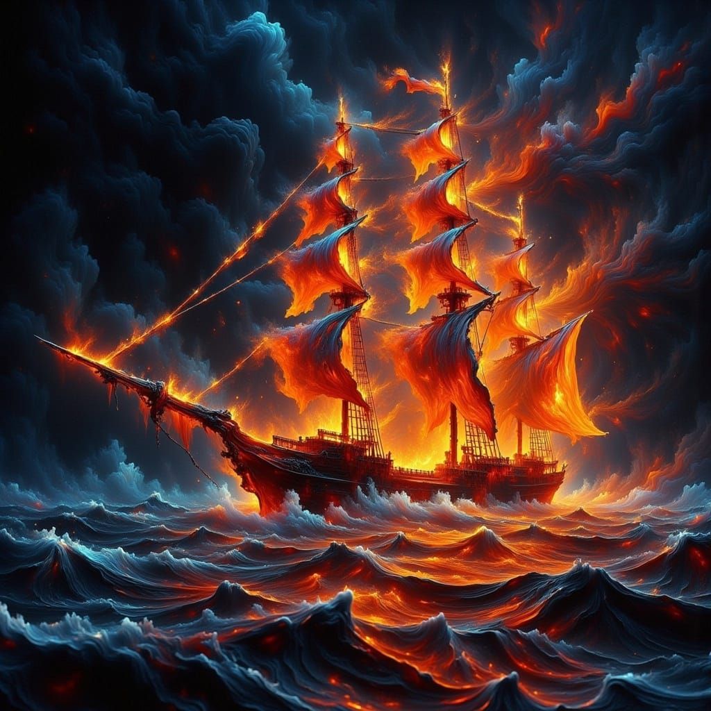 Inferno Pirate Ship on Dark Waters