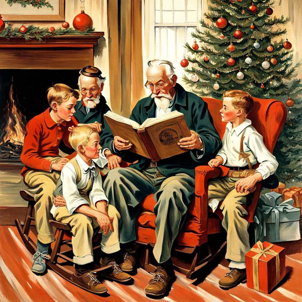 Classic Rockwell Painting of Christmas Story