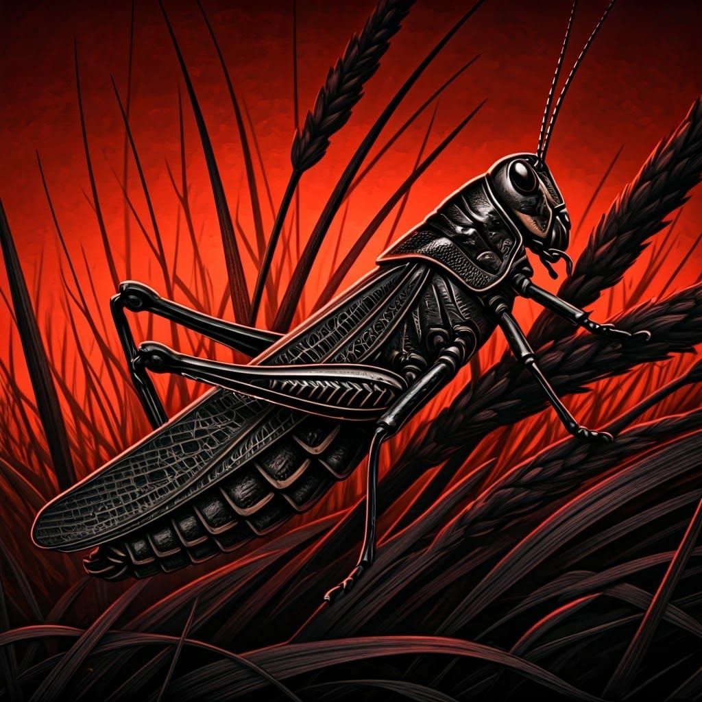 Elegant Grasshopper in Mysterious Wild Field