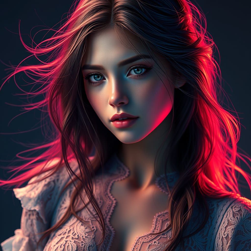 Ethereal Beauty Portrait in Ornate Digital Art Style