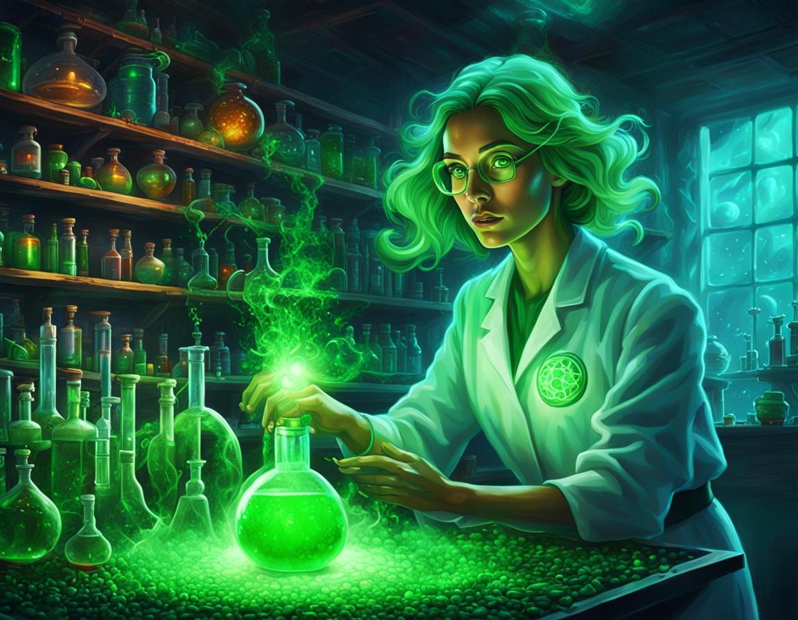 Evil Scientist in Mystic Laboratory: Digital Art