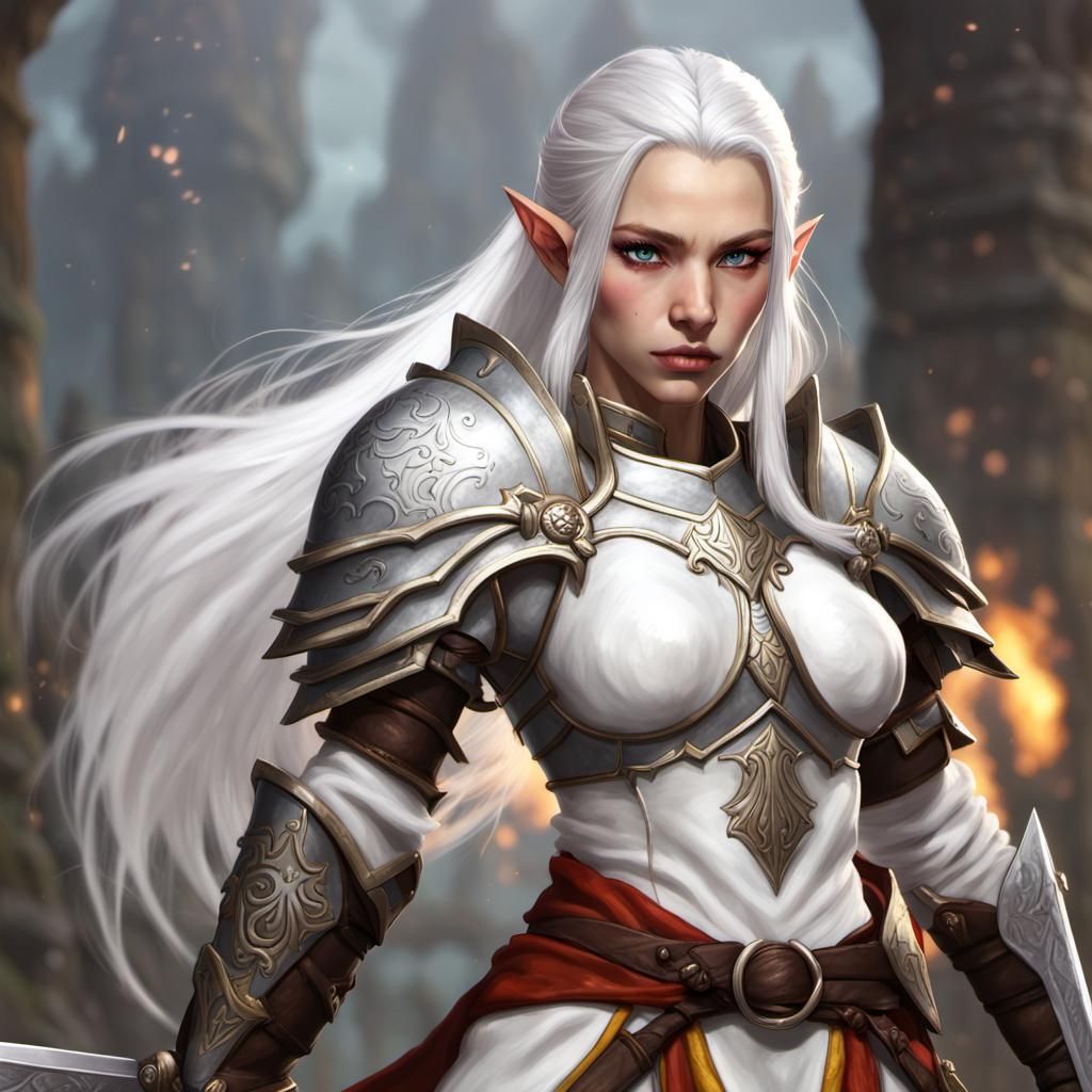 Female Elf Paladin with Greatsword