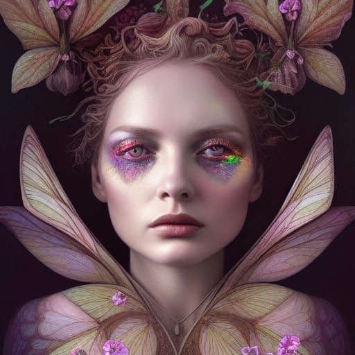 Woodland Flower Fairy Portrait in Digital Art