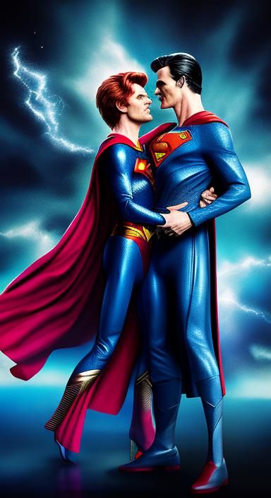 David Bowie and Superman Sing in Magenta Splashes